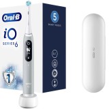 Periuta de dinti electrica Oral-B iO6 cu Tehnologie Magnetica si Micro-Vibratii, Display LED, Timer, 5 moduri, 1 capat, Trusa de calatorie, Gri