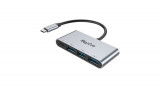 Hub RayCue 4 &icirc;n 1 USB-C - 3x USB-A 3.0 5 Gbps + PD 3.0 100 W (gri)