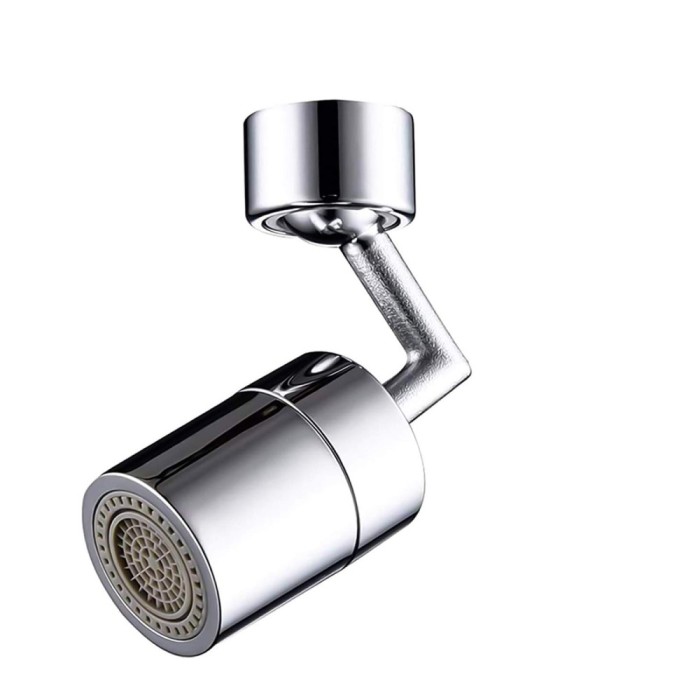 Cap de robinet dublu pivotant Nauxiu, 12 x 9 x 4 cm, rotativ 720 grade, plastic, argintiu