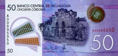 NICARAGUA █ bancnota █ 50 Cordobas █ 2014 █ P-211 █ POLYMER █ UNC necirculata foto