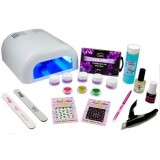 Kit mare unghii cu gel - Christel Delux cu lampă 36W albă