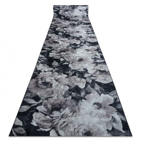 Traversa anti-alunecare LOTUS BOUQUET 52901 Flori gri / bej PENTRU SPĂLARE, 120 cm