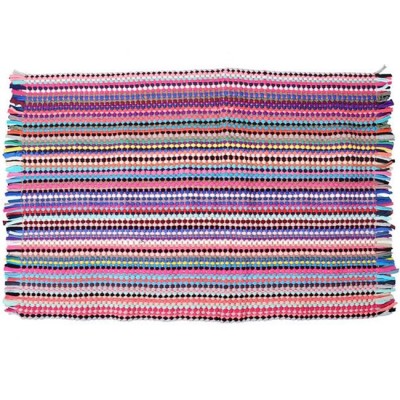 Covoras decorativ tesut Shopiens&amp;reg; Vibes din poliester, multicolor cu franjuri, 80 x 50 cm foto