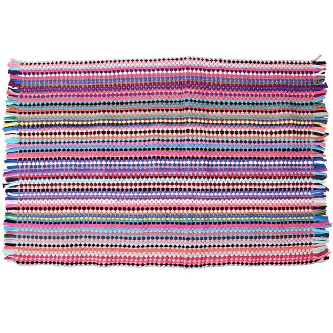 Covoras decorativ tesut Shopiens&reg; Vibes din poliester, multicolor cu franjuri, 80 x 50 cm