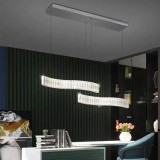 Lustra LED suspendata cu telecomanda si cristal MERVE 24W, lumina Rece/Calda/Neutra, Dimabila, Crom Lucios, Inaltime Reglabila ModernLight Concept