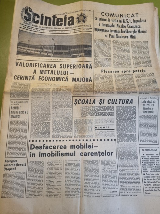scanteia 5 ianuarie 1968-proiectul aeroportului otopeni,santierul naval galati