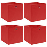 VidaXL Cutii depozitare, 4 buc., roșu, 32x32x32 cm, textil