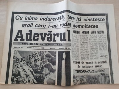 adevarul 13 ianuarie 1990-200.000 oameni in genunchi,maifestatie p-ta victoriei foto