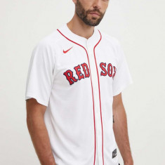 Nike camasa Boston Red Sox culoarea alb, cu guler stand-up, regular