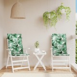 vidaXL Perne de scaun spătar &icirc;nalt, 2 buc., model frunze, textil