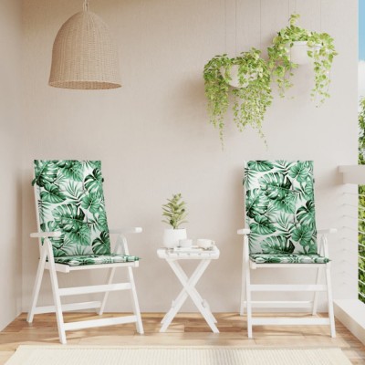 vidaXL Perne de scaun spătar &amp;icirc;nalt, 2 buc., model frunze, textil foto