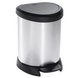 Cos de gunoi Curver Deco Bin 15L argintiu/negru cu pedala