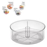 Suport Organizator Rotativ, Transparent, 3 Compartimente, Diametru 23 cm, &Icirc;nălțime 7 cm, Oem