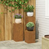 VidaXL Suporturi plante pilon, exterior, 3 buc., oțel corten