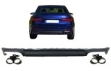 Difuzor Bara Spate si Ornamente Evacuare Audi A6 C8 4K Avant Sedan (2018-up) S6 Design Negru Mat