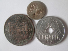 Lot 3 monede colectie:Romania(5 Bani 1884,50 Bani 1921)+1 Kurus Imperiul Otoman foto