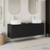 Cumpara ieftin Set dulap baie 3 buc. Negru 161,5 x 44,5 x 82 cm Lemn prelucrat