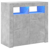 Cumpara ieftin Servanta cu lumini LED, gri beton, 80x35x75 cm