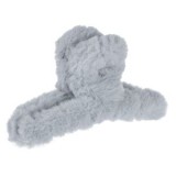 Clamă de păr cu blană artificială, Gri, 12 cm, CMCLASS