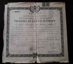 Diploma licenta Drept 1946 Universitatea din Bucuresti foto