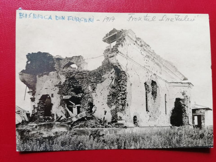 Biserica din Furceni Jud.Tecuciu Frontul Siretului 1917 foto 11,5x8 cm