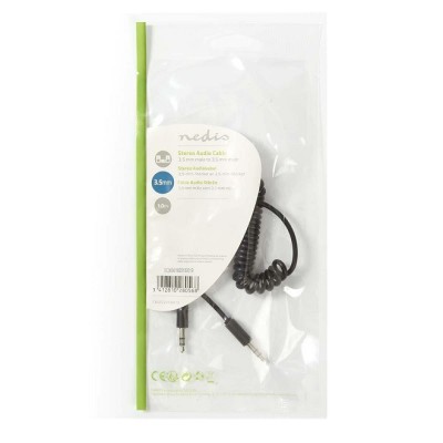 Cablu audio stereo Jack 3.5 mm tata - 3.5 mm tata 1m spiralat negru Nedis foto