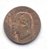 Italia 10 Centesimi 1863 km # 11 moneda din bronz