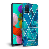 Husa TPU Tech-Protect Marble pentru Samsung Galaxy A41, Albastra