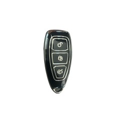 Husa Cheie Auto Ford Kuga, Negru cu contur Silver, Smartkey, Tpu