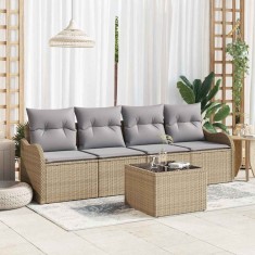 vidaXL Set de canapele pentru grădină 5 pcs Bej și gri 55 x 55 x 37 cm 3354239