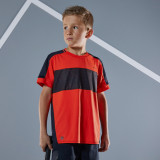 Tricou Tenis TTS500 Negru-Roșu Băieți, Artengo