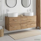 Cumpara ieftin Set dulap baie 3 buc. Stejar Artizanal 129 x 44,5 x 80 cm