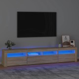 Comodă TV cu lumini LED, stejar sonoma, 210x35x40 cm