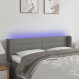 vidaXL Tăblie de pat cu LED, gri &icirc;nchis, 147x16x78/88 cm, textil