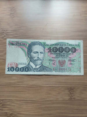 Bancnota Polonia 10000 Zloti anul 1988 foto