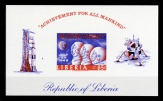 LIBERIA 1969 COSMOS , ASELENIZARE 2 COLITE NESTAMPILATE