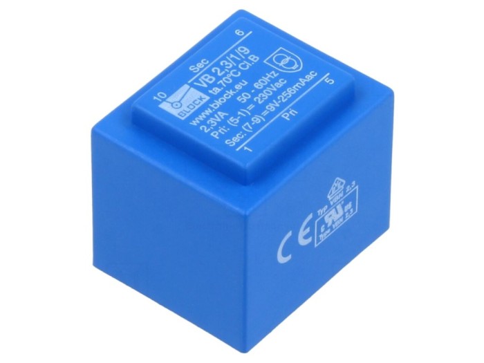Transformator &icirc;ncapsulat 230VAC 9V PCB
