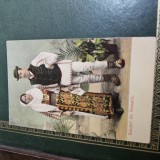 Salutari din Romania , costum popular zona Muscel , carte postala inceput de ani 1900 , editura Maier &amp; Stern