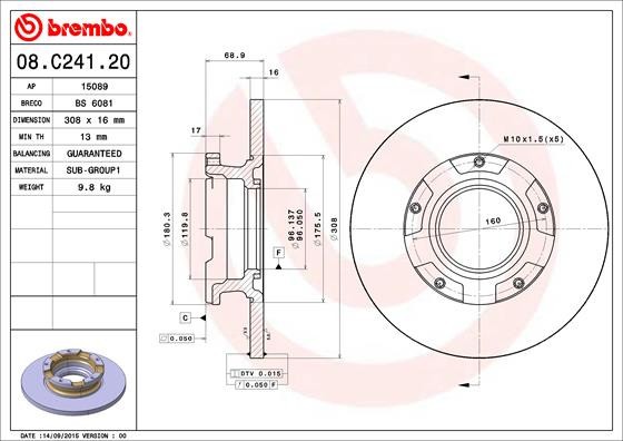 BREMBO 08.C241.20 PRIME LINE Disc frana