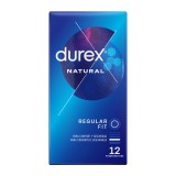 Prezervative Durex Natural, regular fit, 54 mm, 1 cutie x 12 buc