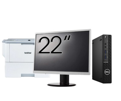 Pachet Calculator Second Hand DELL OptiPlex 3080 MiniPC, Intel Core i5-10500 3.10 - 4.50GHz, 16GB DDR4, 256GB SSD + Monitor 22 Inch + Imprimanta Broth foto
