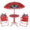 Gossi set bistro pentru copii de gradina, cu umbrela, 3 piese, rosu