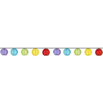 Ghirlanda solara, lampioane chinezesti, LED, 2V, 10 buc, 2 moduri iluminare, IP44, 7.5 cm, 3 m foto