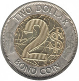 Zimbabwe 2 Dollars 2018 - (Bond Coin) Bimetalic, B11, 28 mm KM-22 UNC !!!