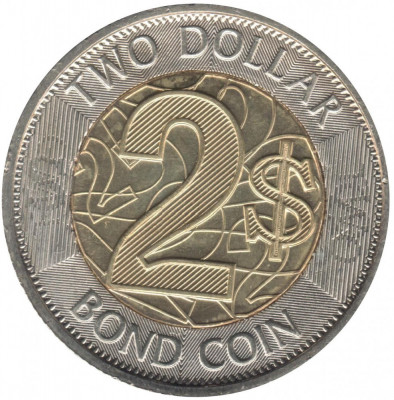 Zimbabwe 2 Dollars 2018 - (Bond Coin) Bimetalic, B11, 28 mm KM-22 UNC !!! foto