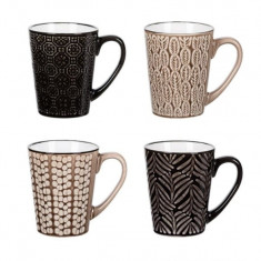 Set 4 cani pentru cafea, Ceramica, 350ml