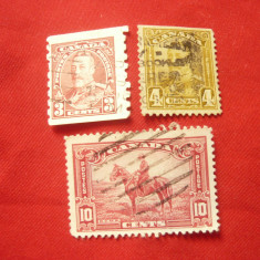 3 Timbre Canada 1935 - Rege Eduard V , val. 3 ,4 si 10C ,stampilat