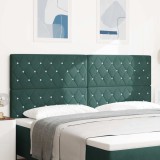 Cumpara ieftin Tăblie cu Butoni Cristal și Dantelă Verde &Icirc;ntunecat, 200 cm, din Catifea
