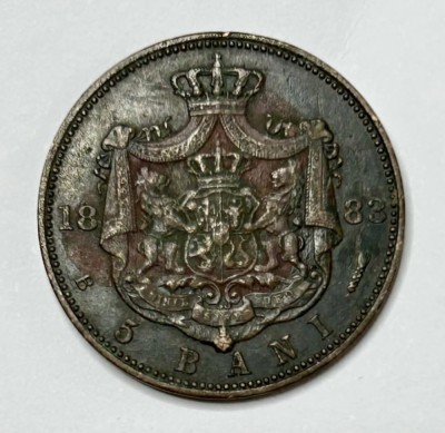 5 bani 1883 Moneda Romania Carol I Rege foto