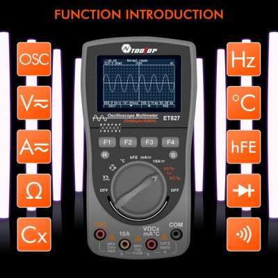 Tooltop ET827 multimetru true rms osciloscop 40mhz 200msps foto